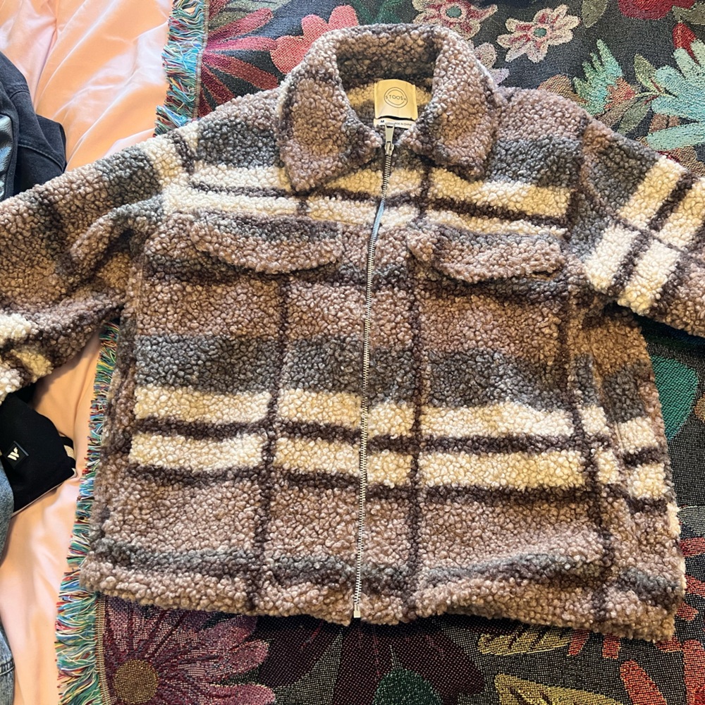 Plaid fall coat warm and cozy